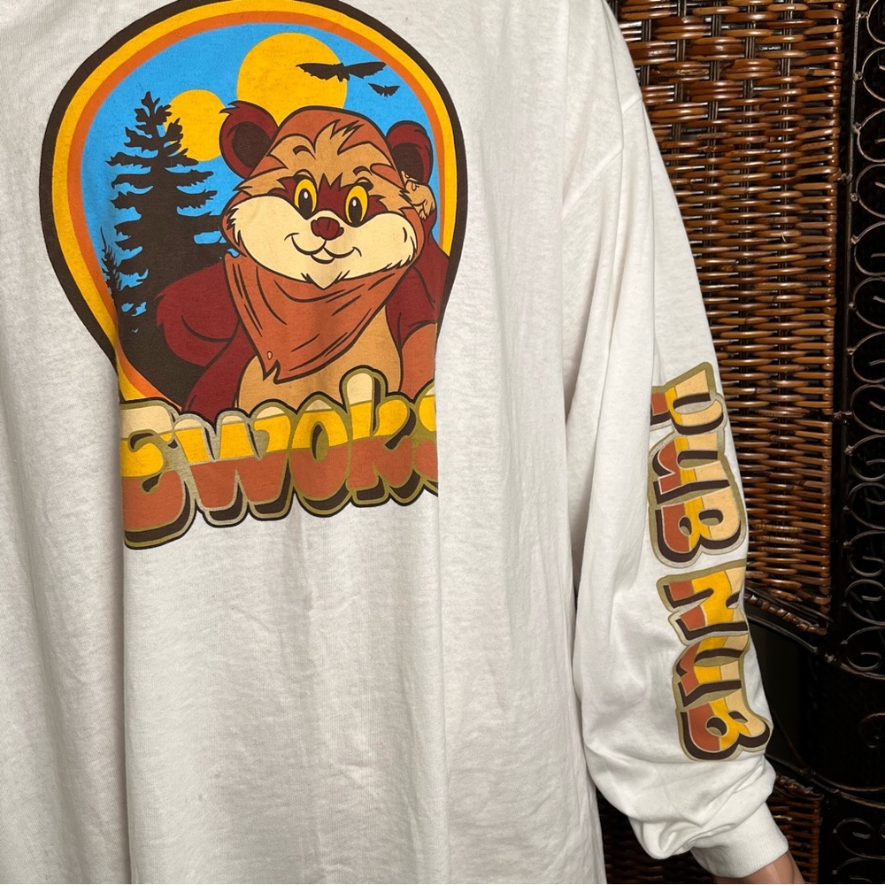 Star Wars Ewok Long Sleeve Beige‎ Tshirt XXL Logo On Sleeve"Yub Nub" Unisex - Picture 3 of 6